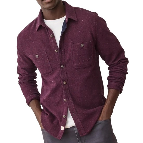 Marine Layer Other - Marine Layer Mens XL Pacifica Stretch Twill Overshirt Burgundy Speckled Textured